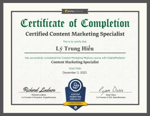Ly Trung Hieu Content Marketing Mastery Content Marketing Mastery Certificate DigitalMarketer Lab 1