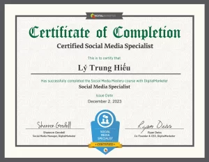 Ly Trung Hieu Social Media Mastery Final Exam Social Media Mastery Certificate DigitalMarketer Lab 1