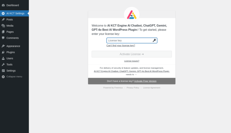 Plugin Aikct Engine Chatbot – Plugin Ai Wp Tạo Sinh Nội Dung Miễn Phí Tốt Nhất Hiện Nay after activation