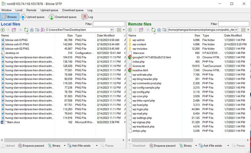 Quản lý file qua giao diện SFTP