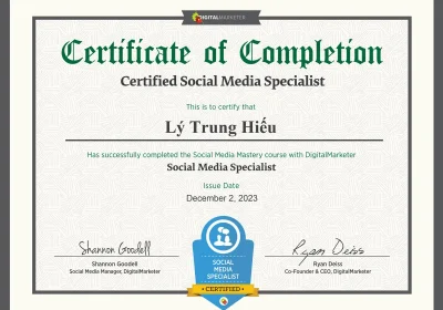 Ly Trung Hieu Social Media Mastery Final Exam Social Media Mastery Certificate DigitalMarketer Lab 1