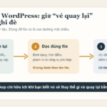Sơ đồ ba bước giữ đường quay lại trước khi khôi phục website WordPress.